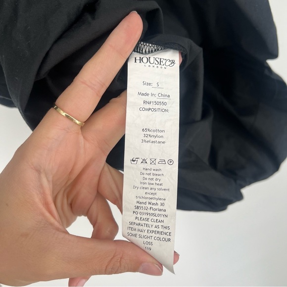 House of CB Floriana Black Ruched Ruffle Tie Front Formal Mini Dress Small - Picture 7 of 8